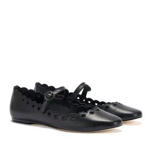 Larroude Blair Broderie Ballet Flat in Black Leather 8